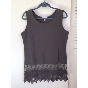 Gray Layering Tank Top with Lace Detail